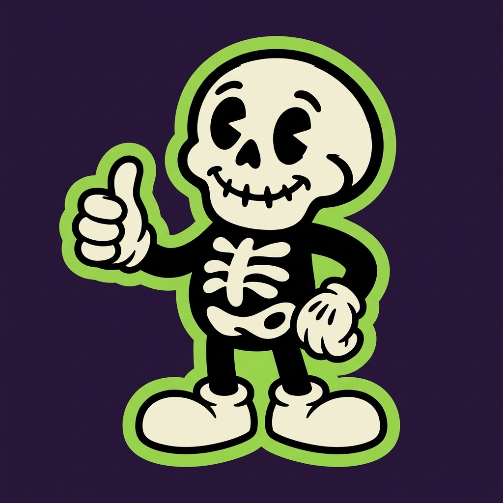 Meaty’s smiling skeleton character giving a thumbs-up