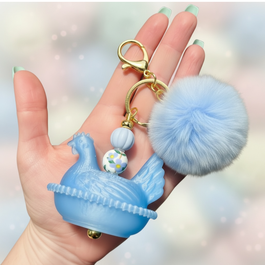 Hen on Nest Keychain
